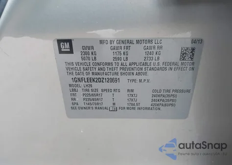 2013 Chevrolet Equinox 1Lt from USA, damaged, VIN 1GNFLEEK2DZ120691